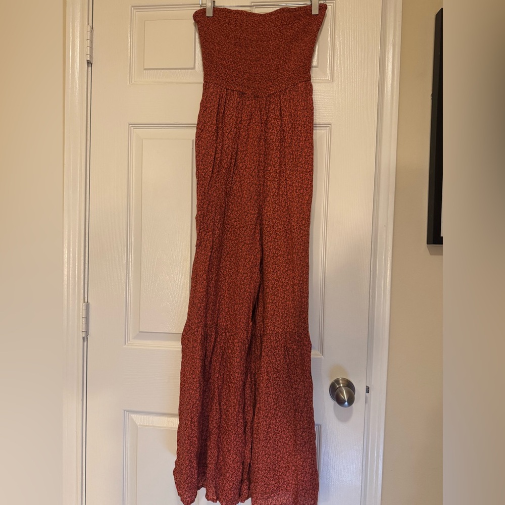 Free People Rust Floral Wide Leg Jumpsuit